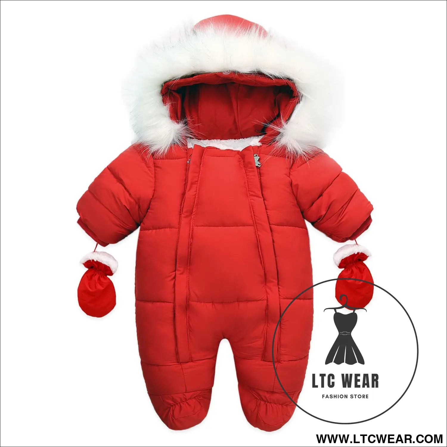 Winter wool collar romper children’s thickened warm baby one-piece suit