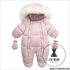 Winter wool collar romper children’s thickened warm baby one-piece suit