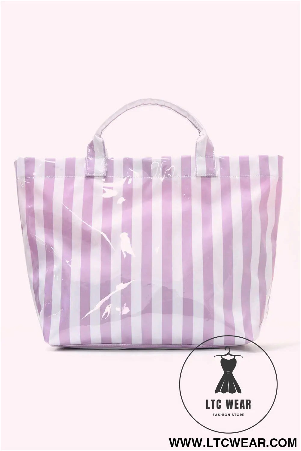 Wisteria glossy striped vinyl large tote bag - wisteria / one size / 95% pu + 5% alloy - handbags