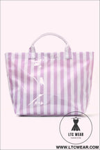 Wisteria glossy striped vinyl large tote bag - wisteria / one size / 95% pu + 5% alloy - handbags