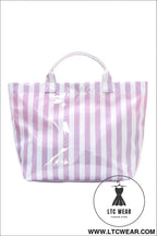 Wisteria glossy striped vinyl large tote bag - wisteria / one size / 95% pu + 5% alloy - handbags