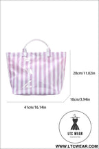 Wisteria glossy striped vinyl large tote bag - wisteria / one size / 95% pu + 5% alloy - handbags