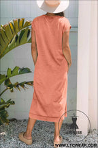 Wisteria Mineral Wash Pocketed T-shirt Long Dress