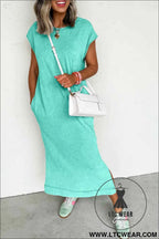 Wisteria Mineral Wash Pocketed T-shirt Long Dress