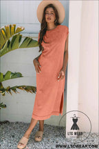 Wisteria Mineral Wash Pocketed T-shirt Long Dress
