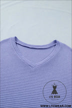 Wisteria v neck short sleeve plus size waffle knit top - plus size tops & tees