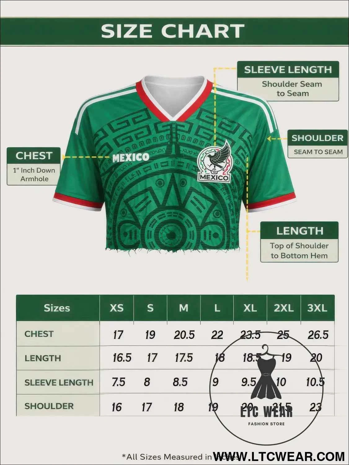 Womens Cropped Mexico Jersey