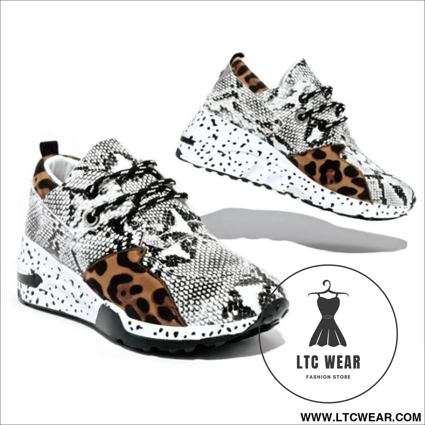 Women's Plus Size Platform Mixed-color Sneakers Stylish Lightweight Running Shoes Lace-up Front Flats - L.T.C Wear Online Fashion Store