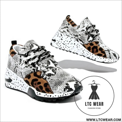 Women's Plus Size Platform Mixed-color Sneakers Stylish Lightweight Running Shoes Lace-up Front Flats - L.T.C Wear Online Fashion Store