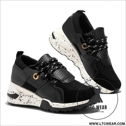 Women's Plus Size Platform Mixed-color Sneakers Stylish Lightweight Running Shoes Lace-up Front Flats - L.T.C Wear Online Fashion Store