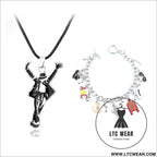 World dance king michael jackson themed bracelet set with cool dance pose necklace jewelry