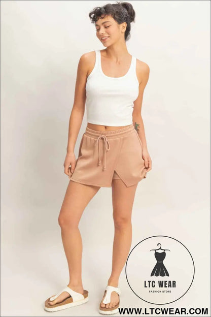 Wrap Front Elastic Waist Skort