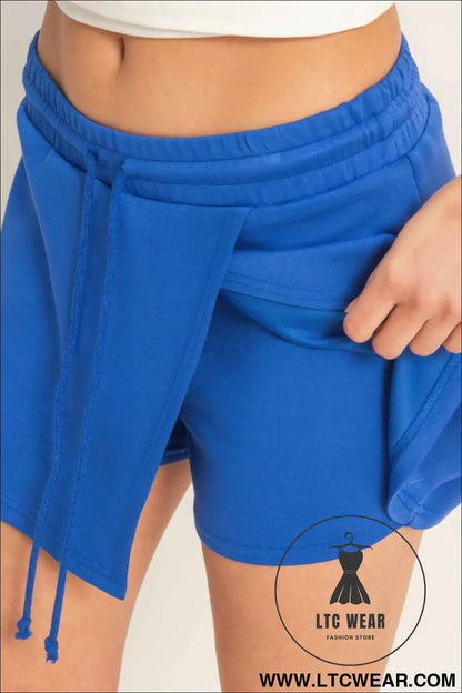 Wrap Front Elastic Waist Skort