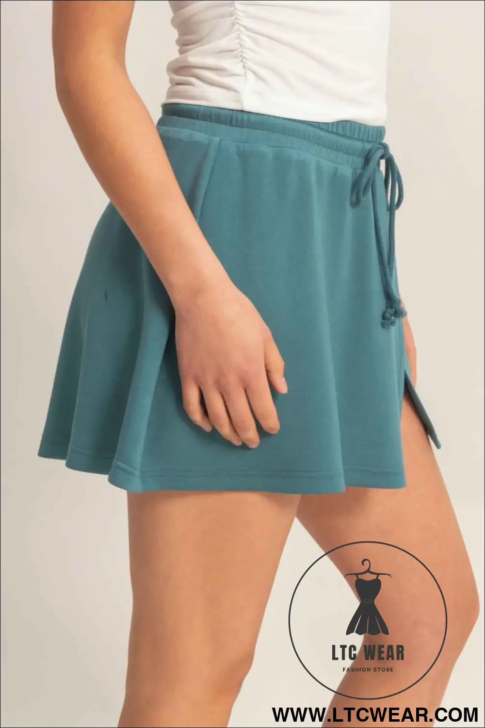 Wrap Front Elastic Waist Skort
