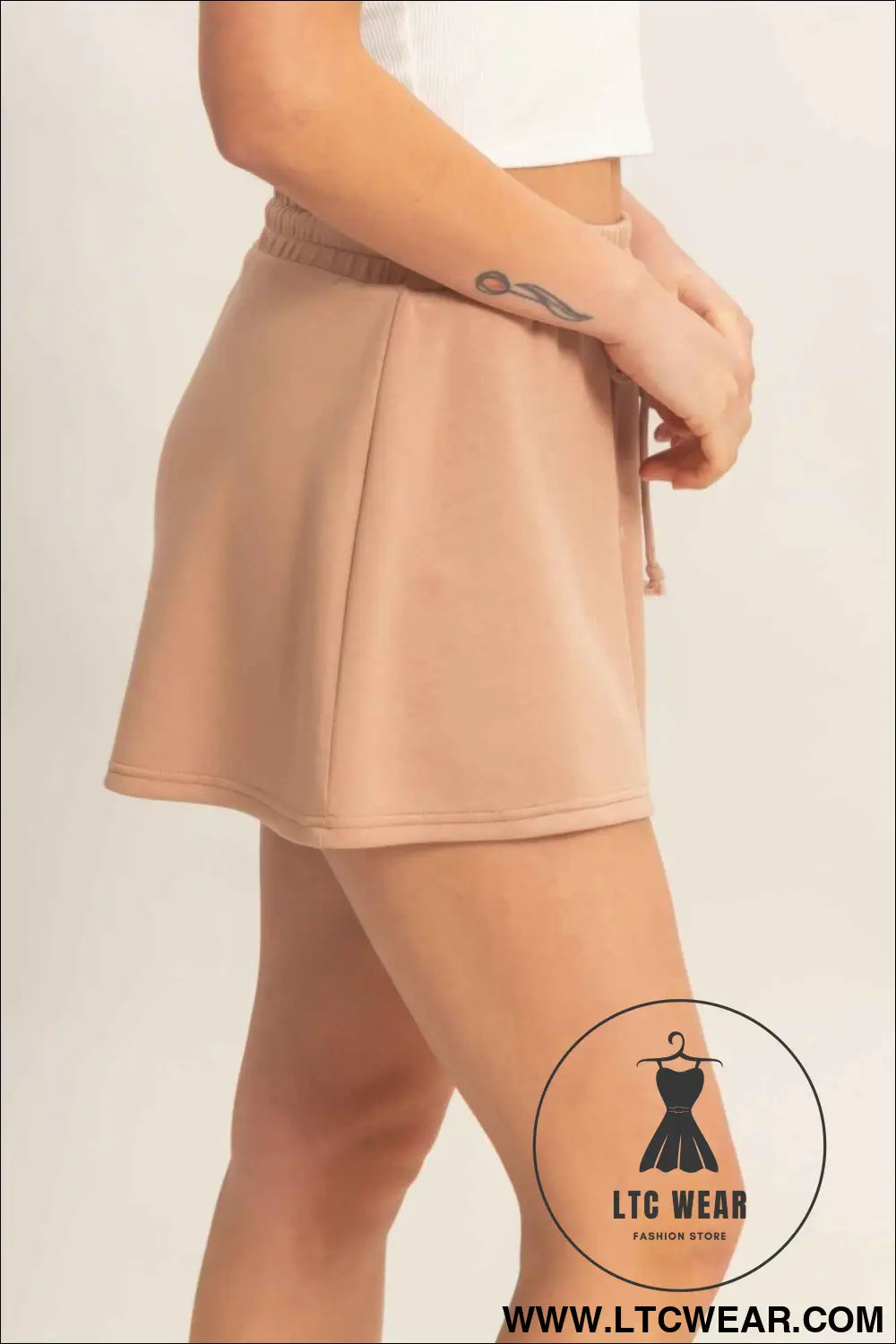 Wrap Front Elastic Waist Skort