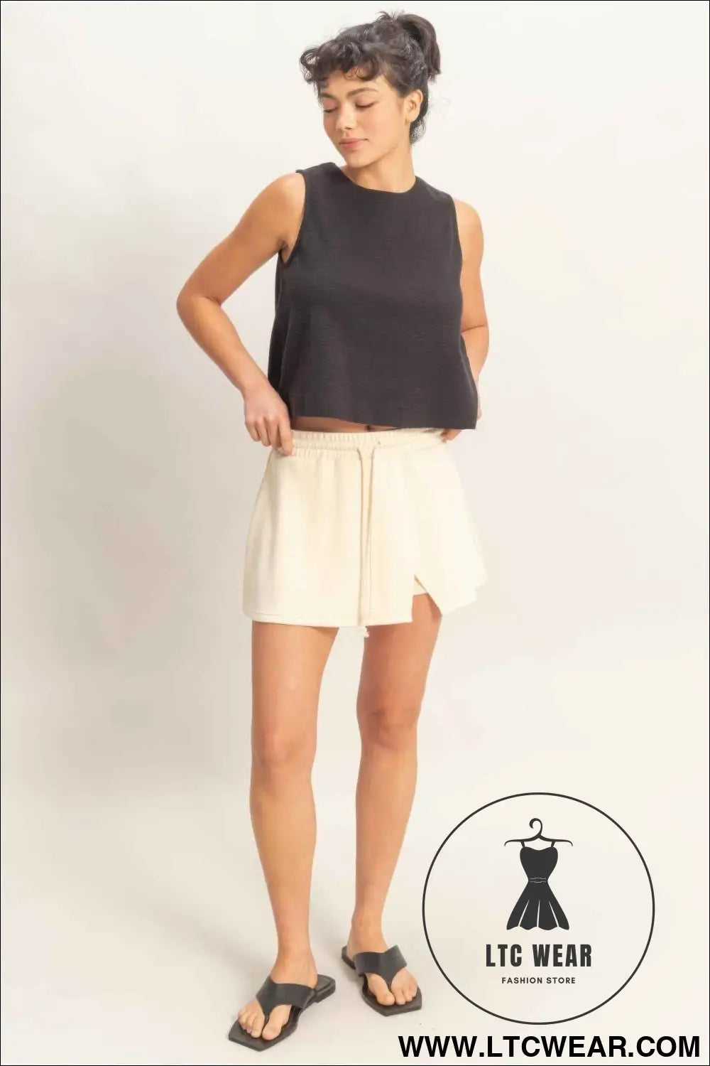 Wrap Front Elastic Waist Skort