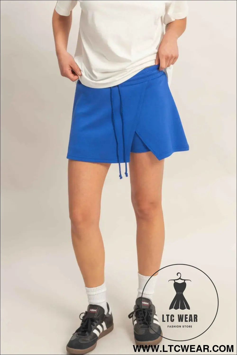Wrap Front Elastic Waist Skort
