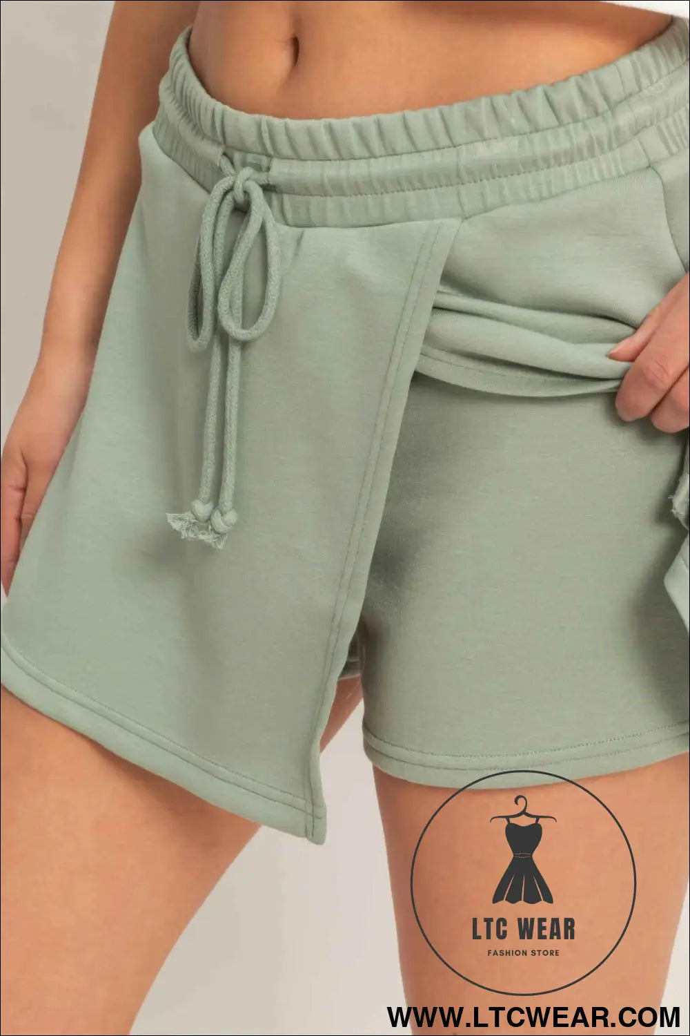 Wrap Front Elastic Waist Skort