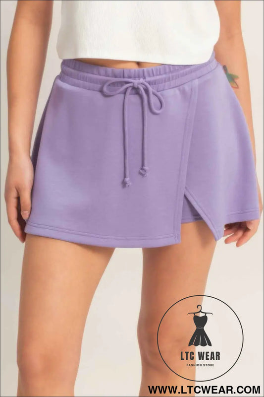 Wrap Front Elastic Waist Skort