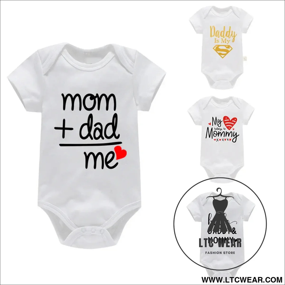 Adorable cotton baby romper: ’i love mom & dad’