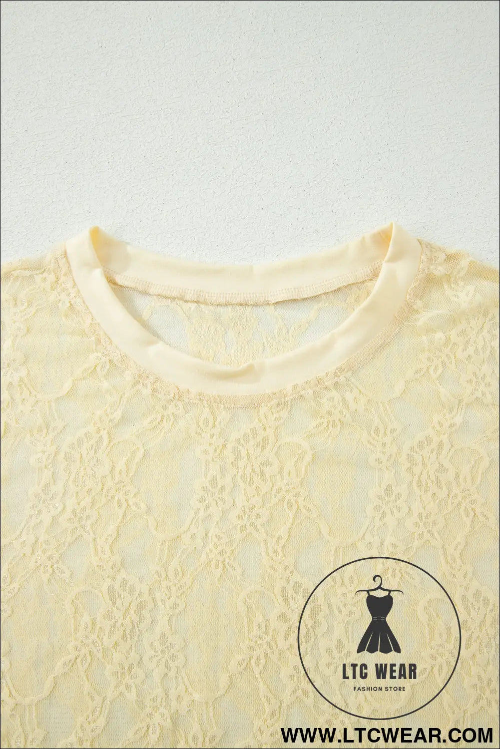 Yellow Cream Sheer Floral Lace Boxy Tee - L.T.C Wear Online Fashion Store