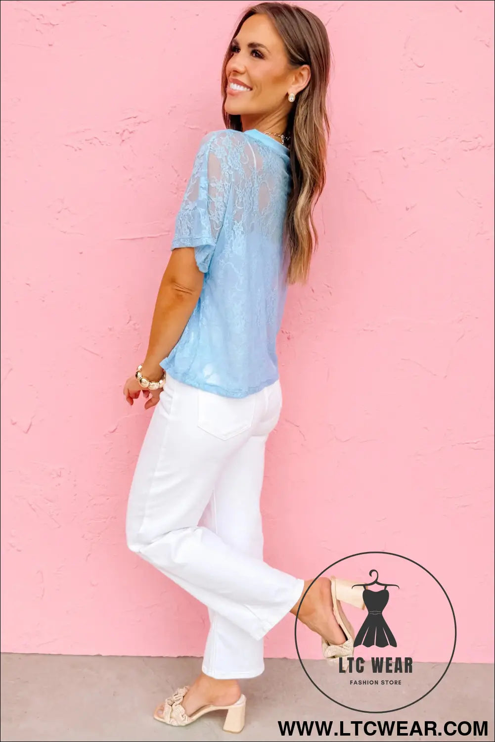 Yellow Cream Sheer Floral Lace Boxy Tee - L.T.C Wear Online Fashion Store