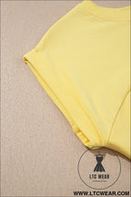 Yellow cream solid color cropped tank top and jogger pants set - pant sets