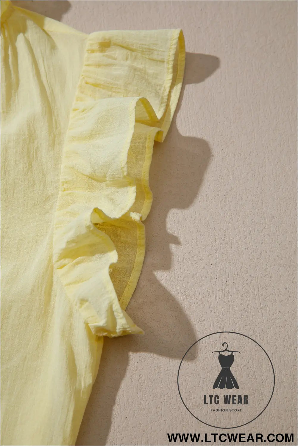 Yellow Cream V Neck Ruffle Trim Sleeveless Shift Top - L.T.C Wear Online Fashion Store