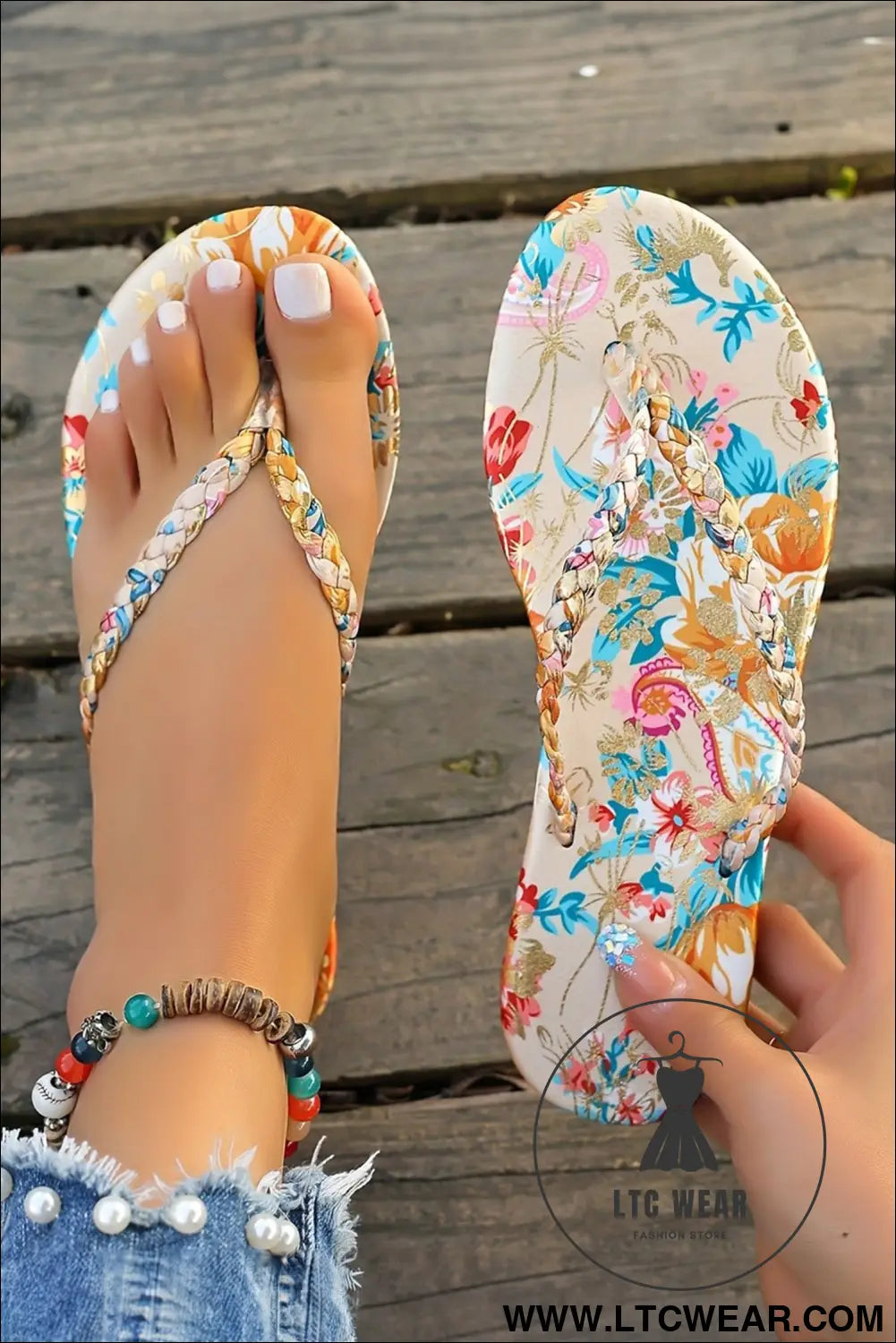 Yellow floral print braided strap flip flops - yellow / 37 / 100% polyester + 100% tpr - slippers