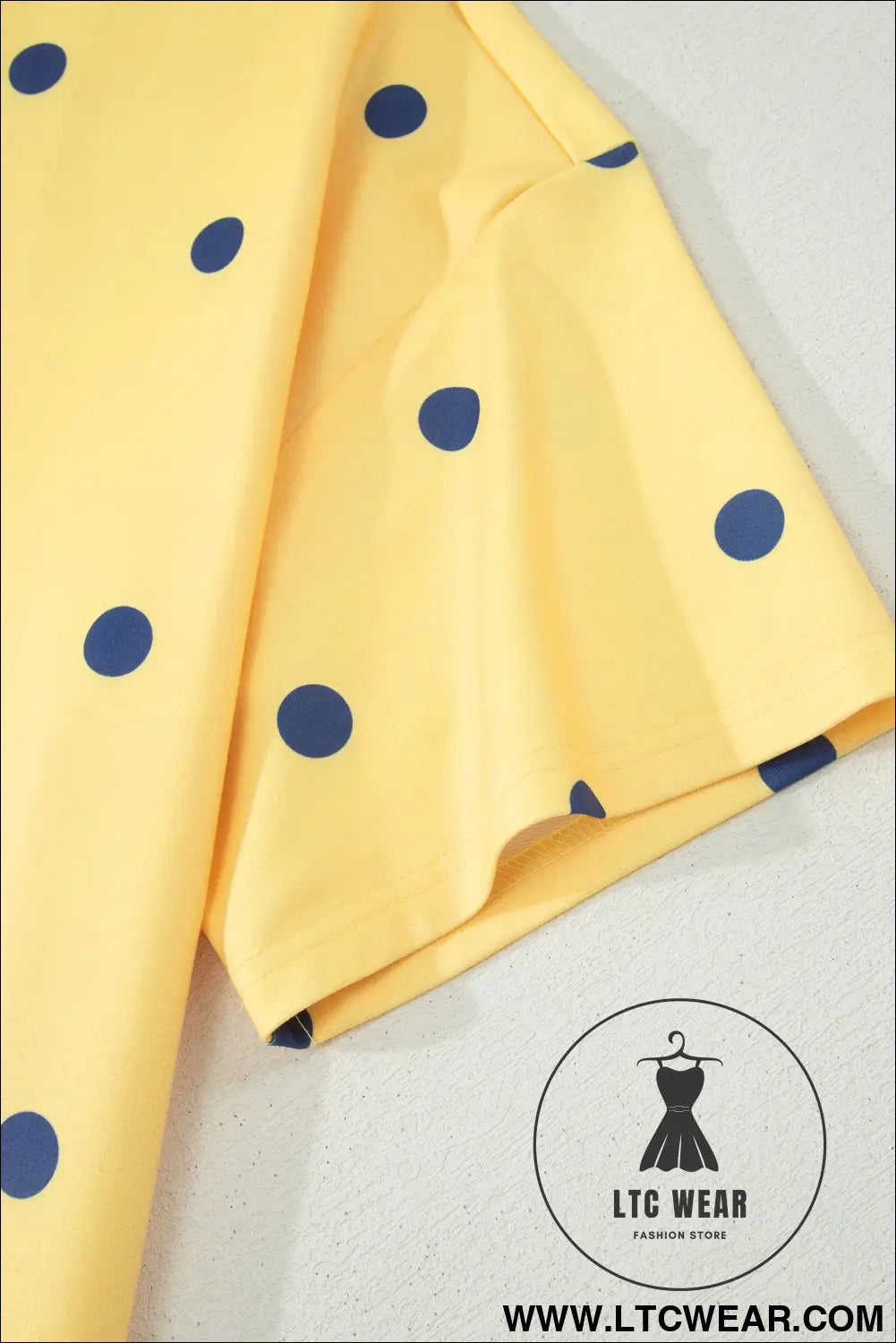 Yellow Polka Dot Print Crossed Seam Detail Oversize Tee - L.T.C Wear Online Fashion Store