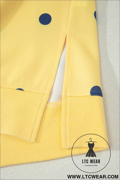 Yellow Polka Dot Print Crossed Seam Detail Oversize Tee - L.T.C Wear Online Fashion Store