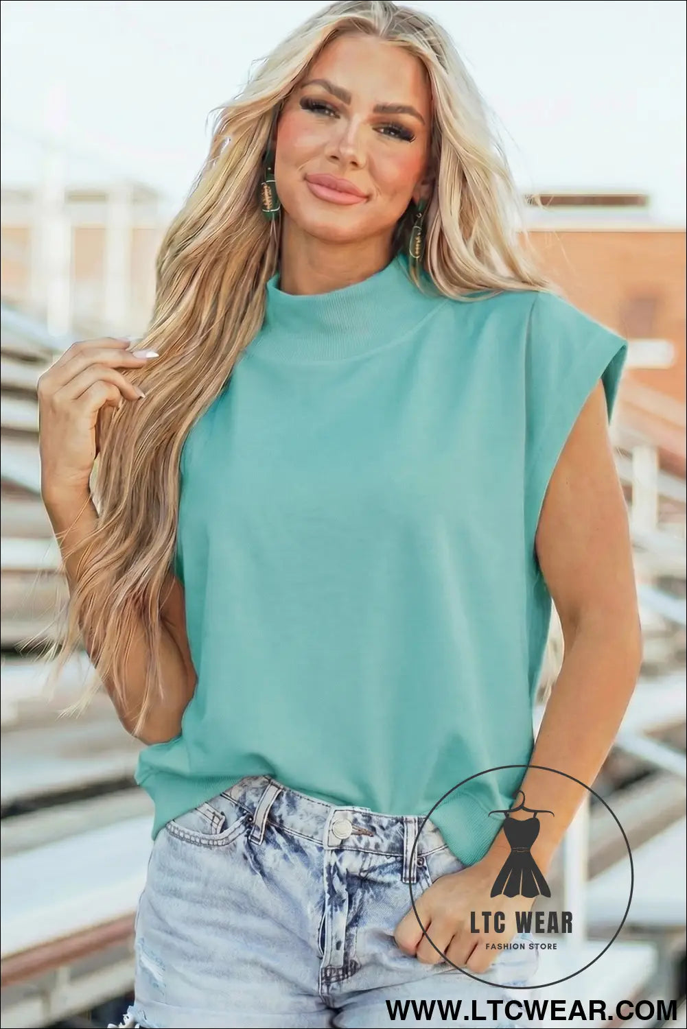 Yellow Solid Color High Neck Cap Sleeve Loose Top - L.T.C Wear Online Fashion Store