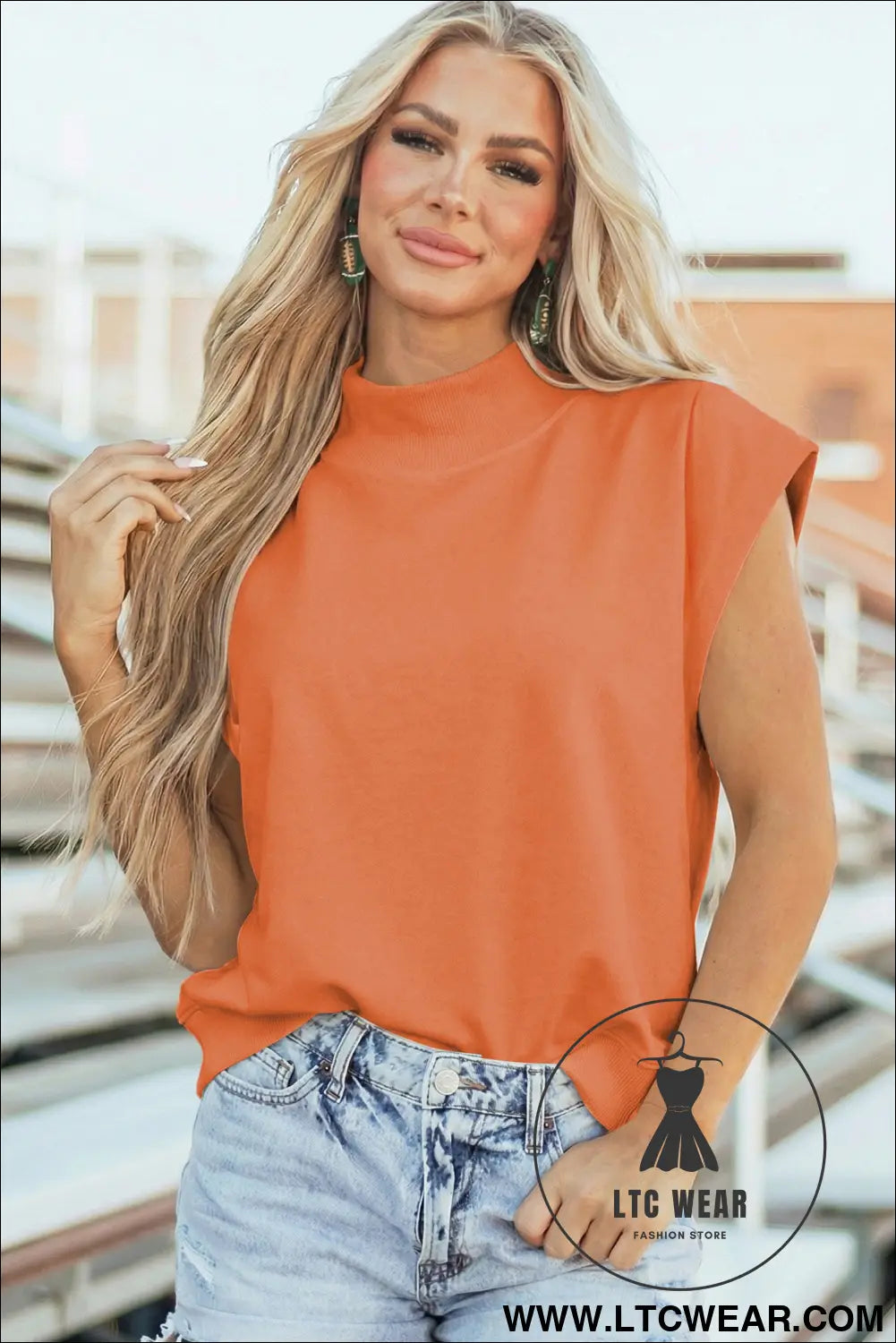 Yellow Solid Color High Neck Cap Sleeve Loose Top - L.T.C Wear Online Fashion Store