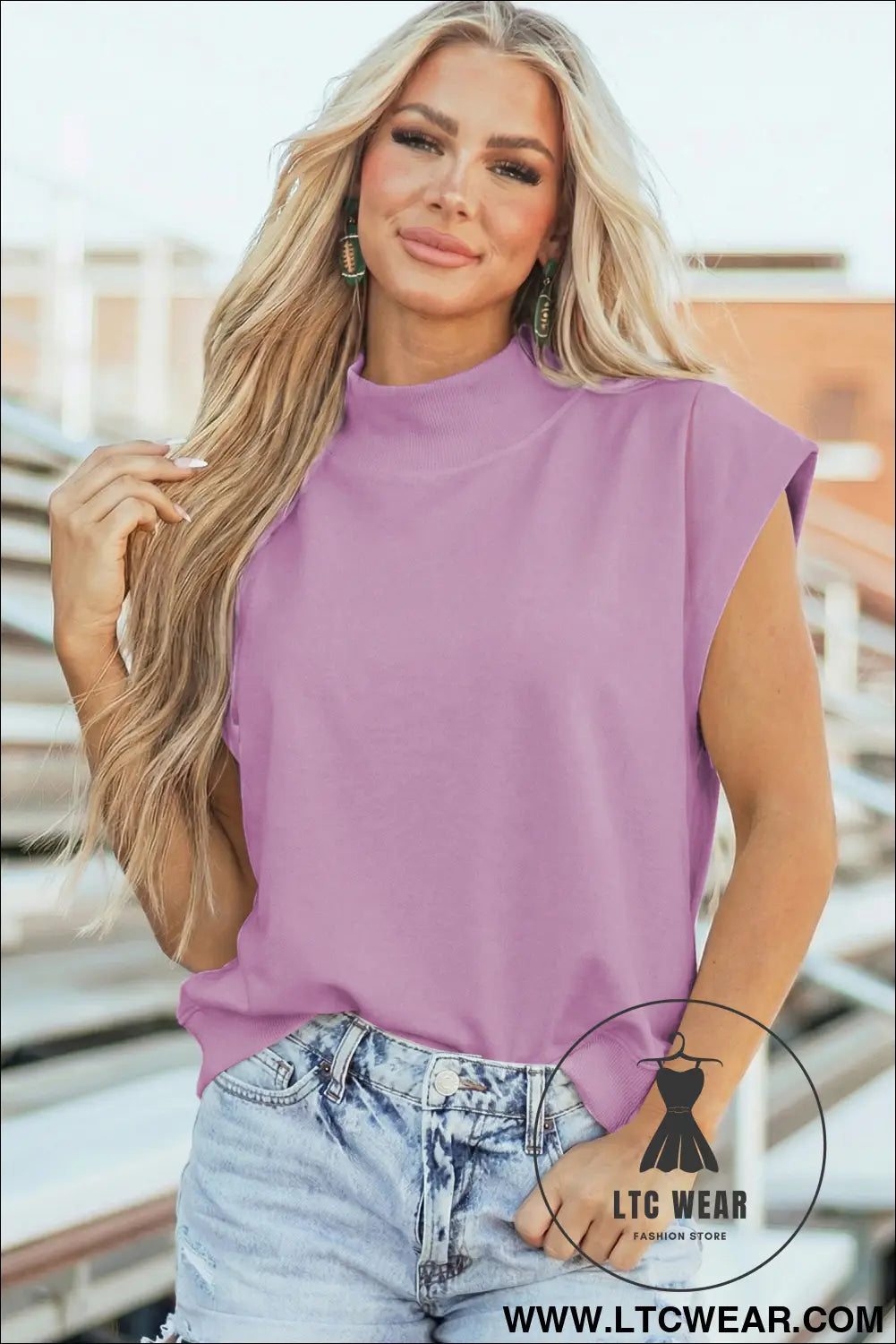 Yellow Solid Color High Neck Cap Sleeve Loose Top - L.T.C Wear Online Fashion Store