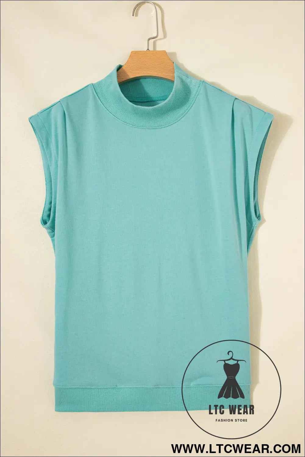 Yellow Solid Color High Neck Cap Sleeve Loose Top - L.T.C Wear Online Fashion Store