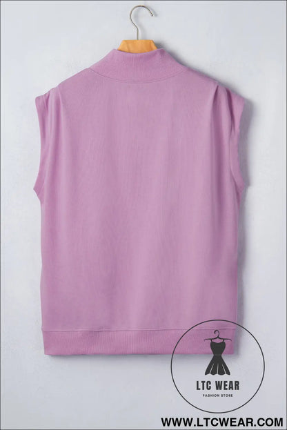 Yellow Solid Color High Neck Cap Sleeve Loose Top - L.T.C Wear Online Fashion Store