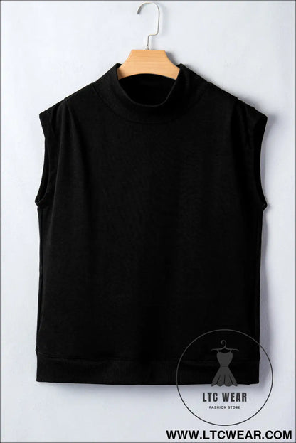 Yellow Solid Color High Neck Cap Sleeve Loose Top - L.T.C Wear Online Fashion Store