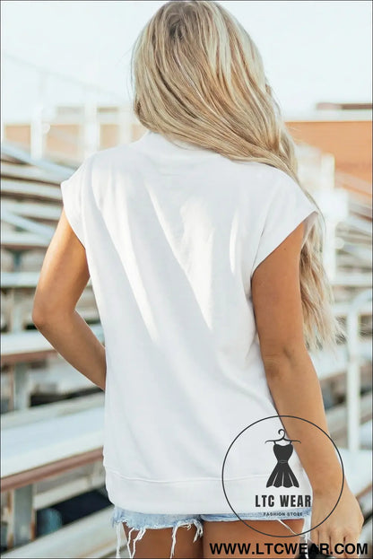 Yellow Solid Color High Neck Cap Sleeve Loose Top - L.T.C Wear Online Fashion Store