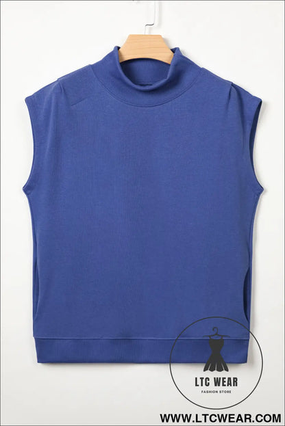 Yellow Solid Color High Neck Cap Sleeve Loose Top - L.T.C Wear Online Fashion Store