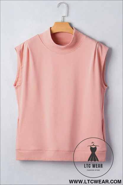 Yellow Solid Color High Neck Cap Sleeve Loose Top - L.T.C Wear Online Fashion Store