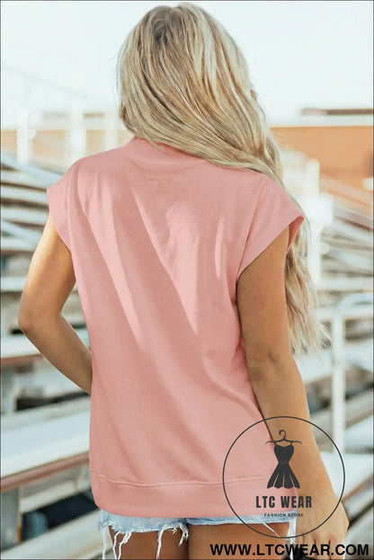 Yellow Solid Color High Neck Cap Sleeve Loose Top - L.T.C Wear Online Fashion Store