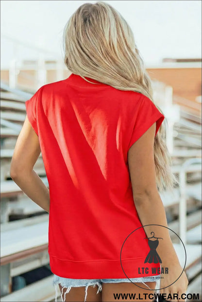 Yellow Solid Color High Neck Cap Sleeve Loose Top - L.T.C Wear Online Fashion Store