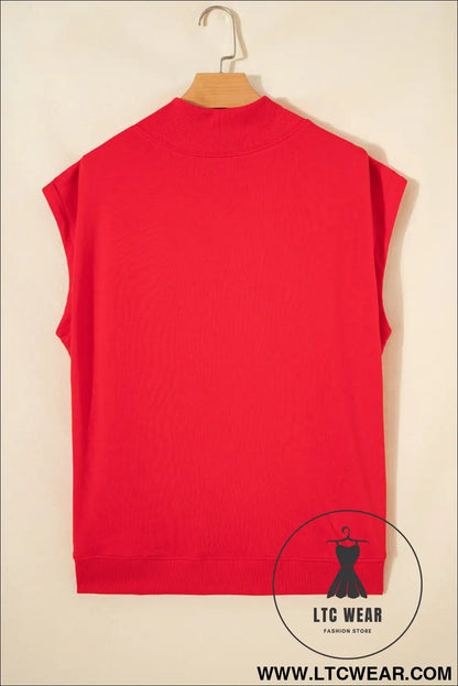 Yellow Solid Color High Neck Cap Sleeve Loose Top - L.T.C Wear Online Fashion Store