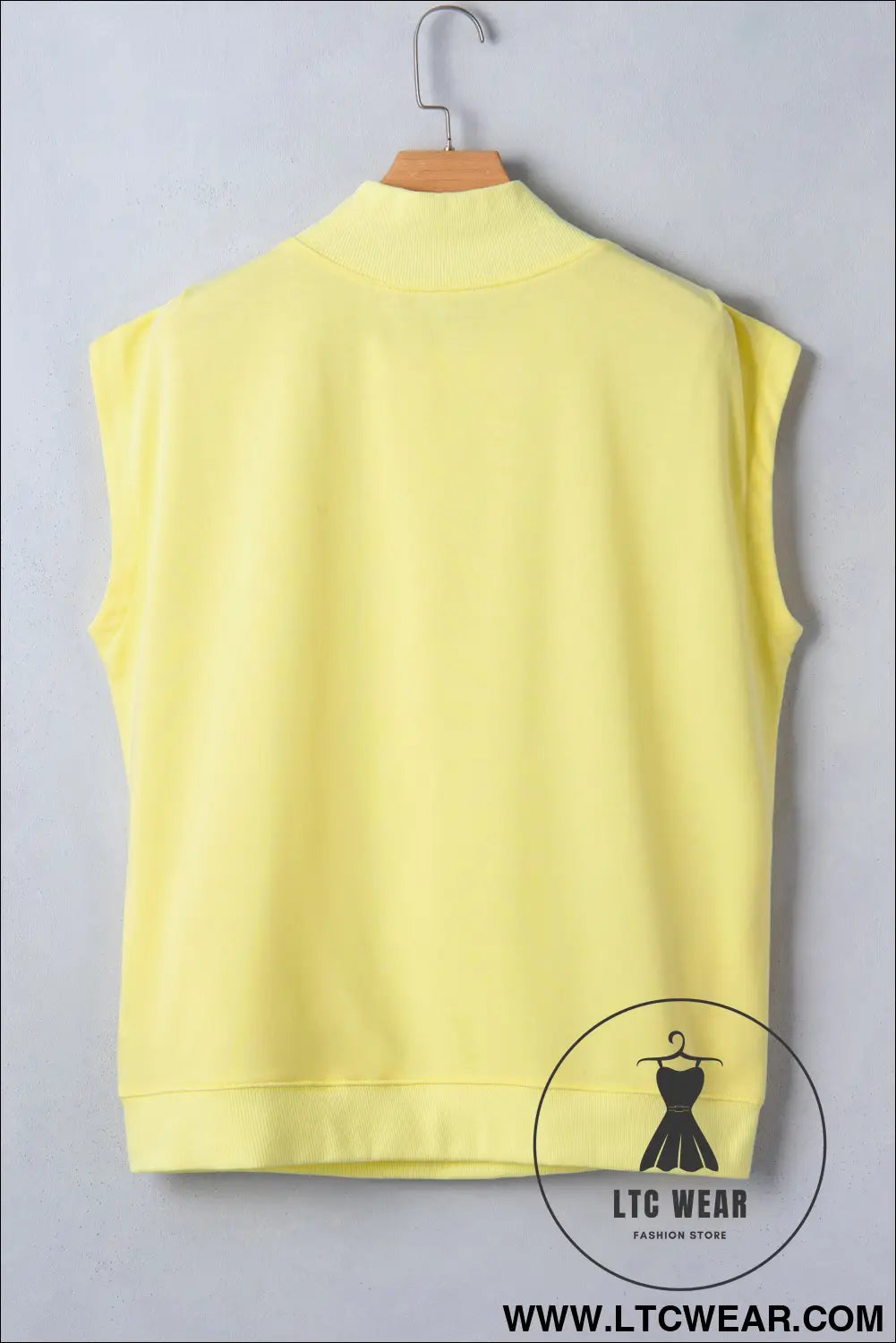 Yellow Solid Color High Neck Cap Sleeve Loose Top - L.T.C Wear Online Fashion Store