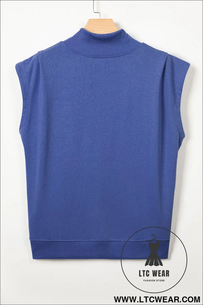 Yellow Solid Color High Neck Cap Sleeve Loose Top - L.T.C Wear Online Fashion Store