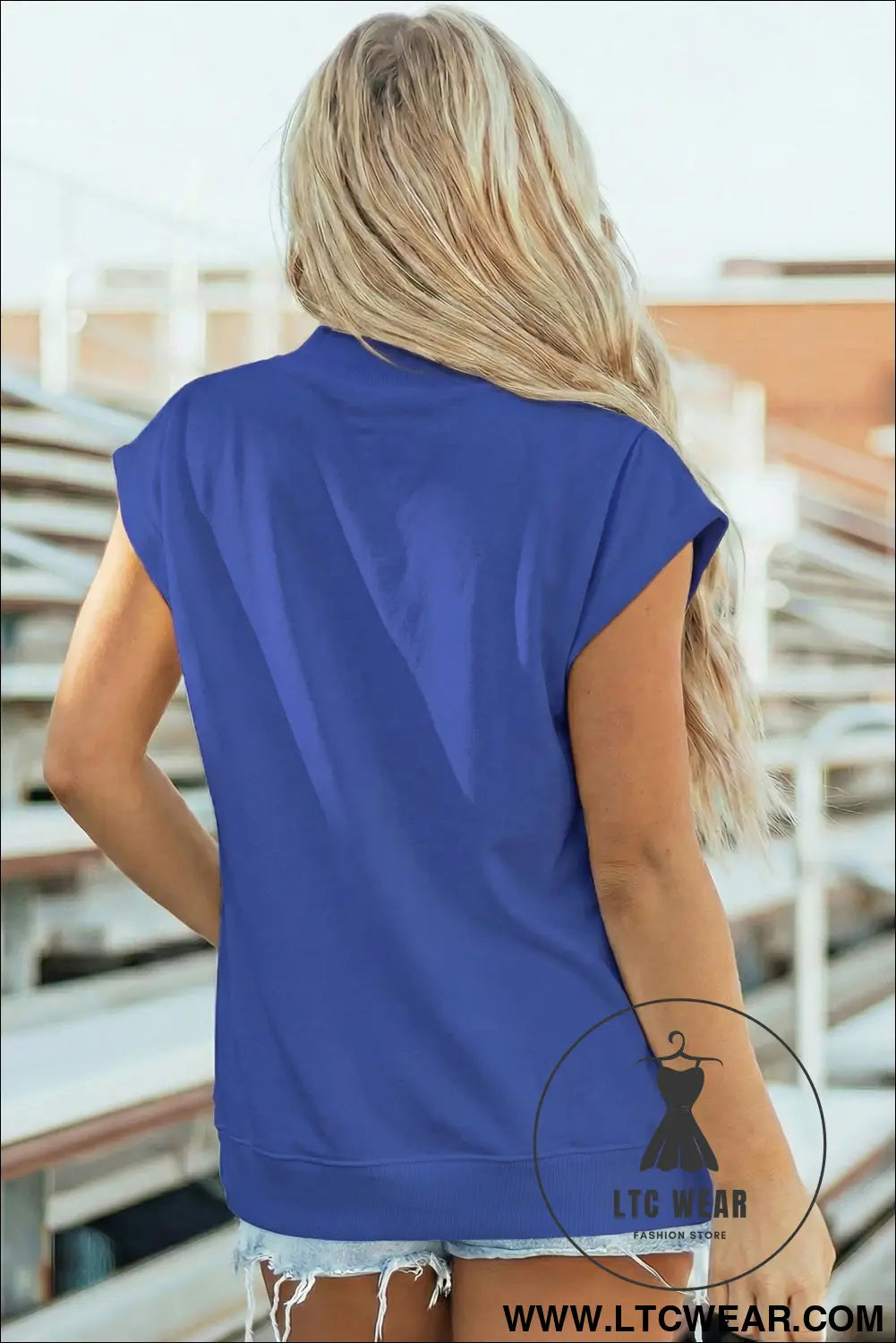 Yellow Solid Color High Neck Cap Sleeve Loose Top - L.T.C Wear Online Fashion Store