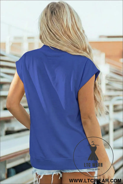 Yellow Solid Color High Neck Cap Sleeve Loose Top - L.T.C Wear Online Fashion Store