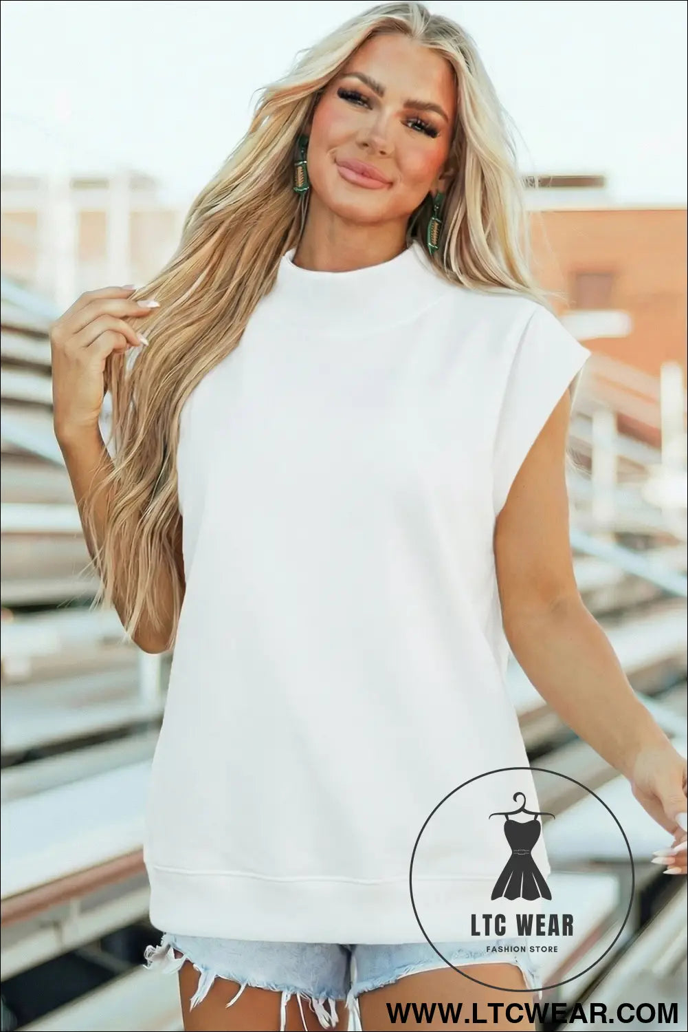 Yellow Solid Color High Neck Cap Sleeve Loose Top - L.T.C Wear Online Fashion Store