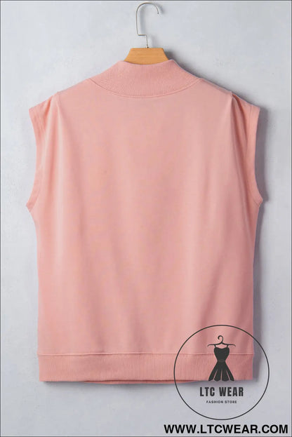 Yellow Solid Color High Neck Cap Sleeve Loose Top - L.T.C Wear Online Fashion Store