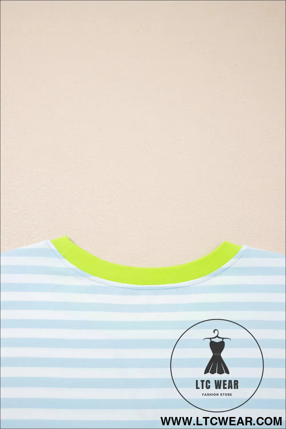 Yellow Stripe Contrast Neck Loose Tee and Drawstring Shorts Set - L.T.C Wear Online Fashion Store